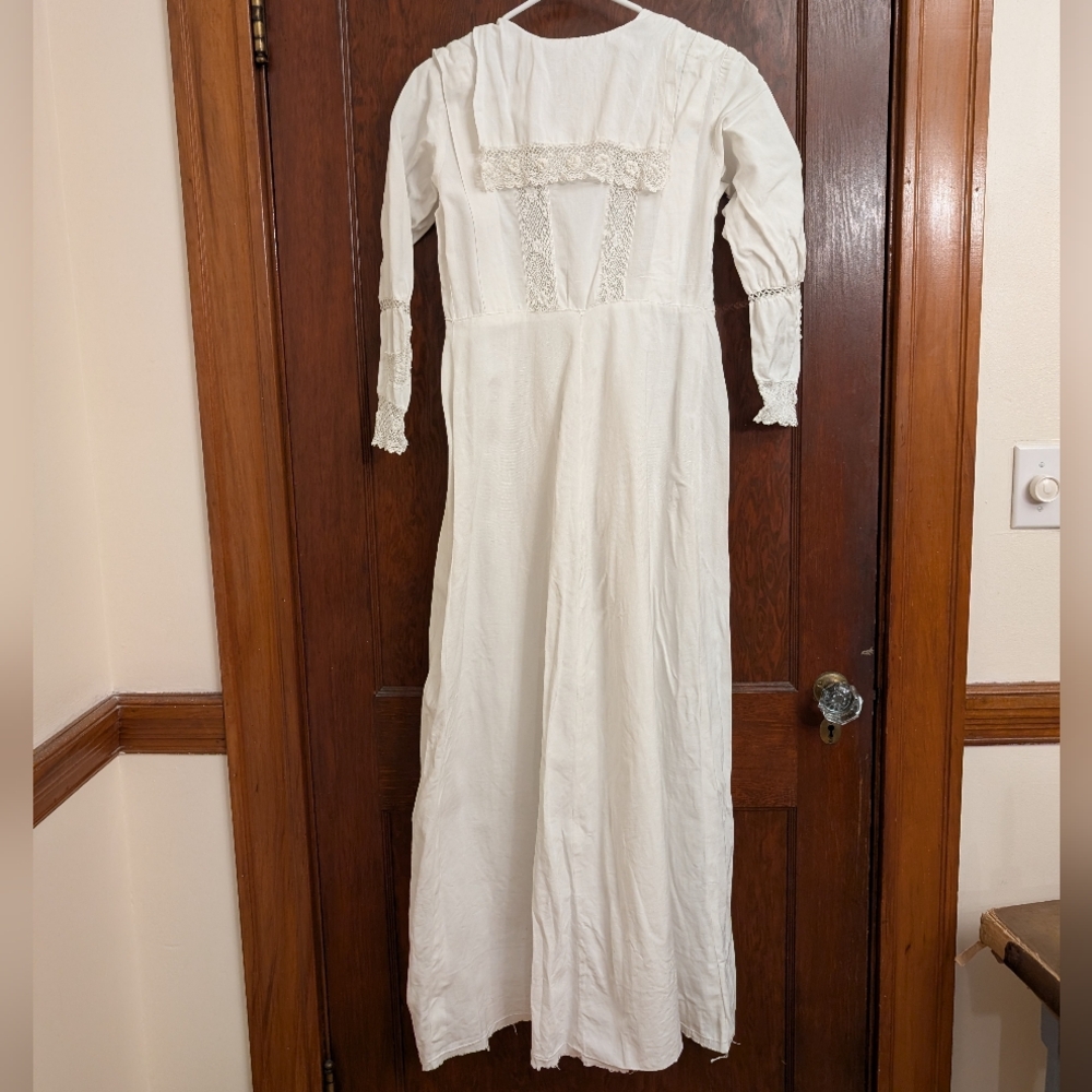 Classic White Lace-Trim Long Sleeve Victorian Edwardian Dress Xs Ethel Cain